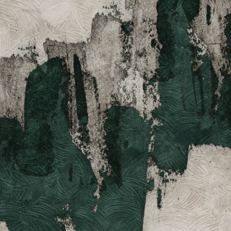 Fototapet abstract modern cu tonuri neutre și accente de verde intens.