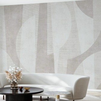 Fototapet abstract bej în living modern