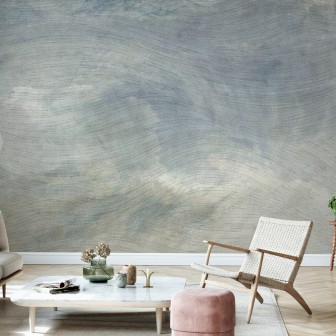 Wallpaper cu un design abstract în nuanțe de albastru și verde, cu linii ondulate care amintesc de valuri. Un decor perfect pentru a crea o atmosferă zen în living.