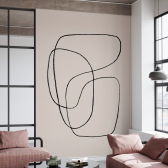 Tapet cu design abstract minimalist, cu linii delicate și o paletă de culori neutre, perfect pentru a crea un sentiment de calm și rafinament.