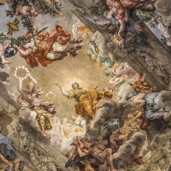 Fototapet cu pictură murală clasică într-o sufragerie elegantă