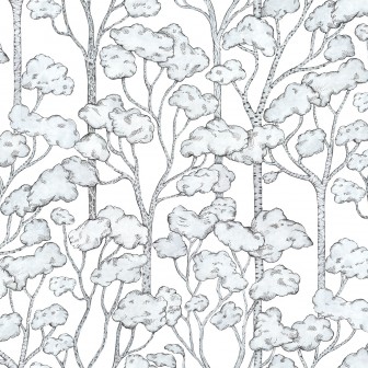 Tapet cu design minimalist cu copaci fini pe un fundal alb