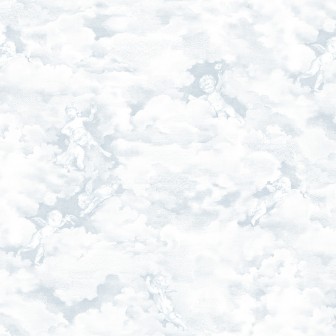 Tapet cu cherubimi in albastru pal, cu un design elegant si delicat.