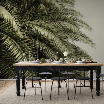 Tapet 3D cu frunze de palmier, decorare perete pentru un design tropical elegant