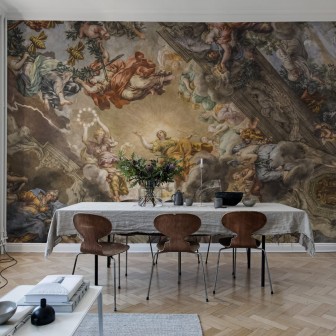 Fototapet cu pictură murală clasică într-o sufragerie elegantă