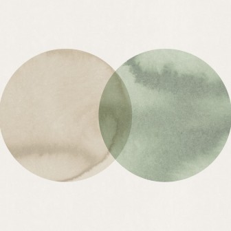 Tapet cu cercuri bej și verzi într-un dormitor modern