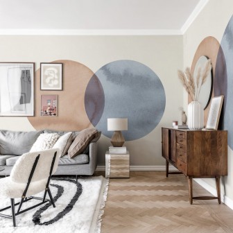 Tapet abstract cu cercuri roșii și albastre