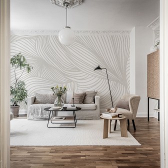 Tapet Opulence Lines, Sand cu linii curbate fine, ideal pentru un living modern