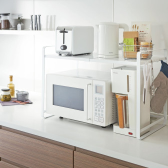 Raft de bucătărie extensibil alb, cu electrocasnice