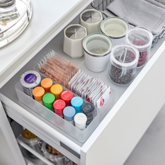 Set de 2 organizatoare stivuibile albe pentru sertare