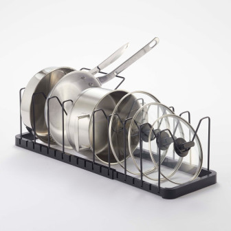 Organizator extensibil pentru capace și tigăi - negru, TOWER, Yamazaki