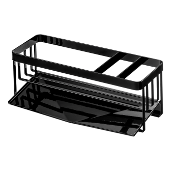 Suport pentru burete și sticlă cu scurgător - negru, TOWER, Yamazaki