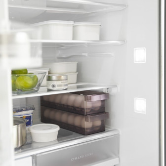 Tavă frigider pentru ouă neagră, organizare frigider