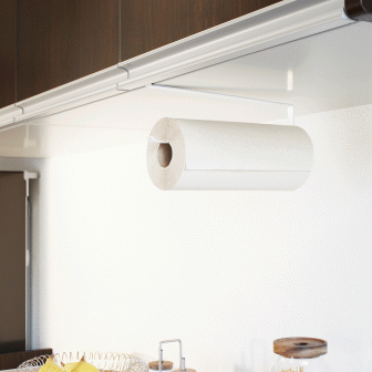 Suport prosoape hârtie sub raft alb, ideal pentru bucătărie
