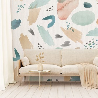 Tapet cu design abstract, minimalist, cu accente de acuarelă, perfect pentru a adăuga o notă de eleganță și rafinament oricărei încăperi.