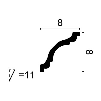 Cornișă decorativă tavan albă, 200x8x8 cm